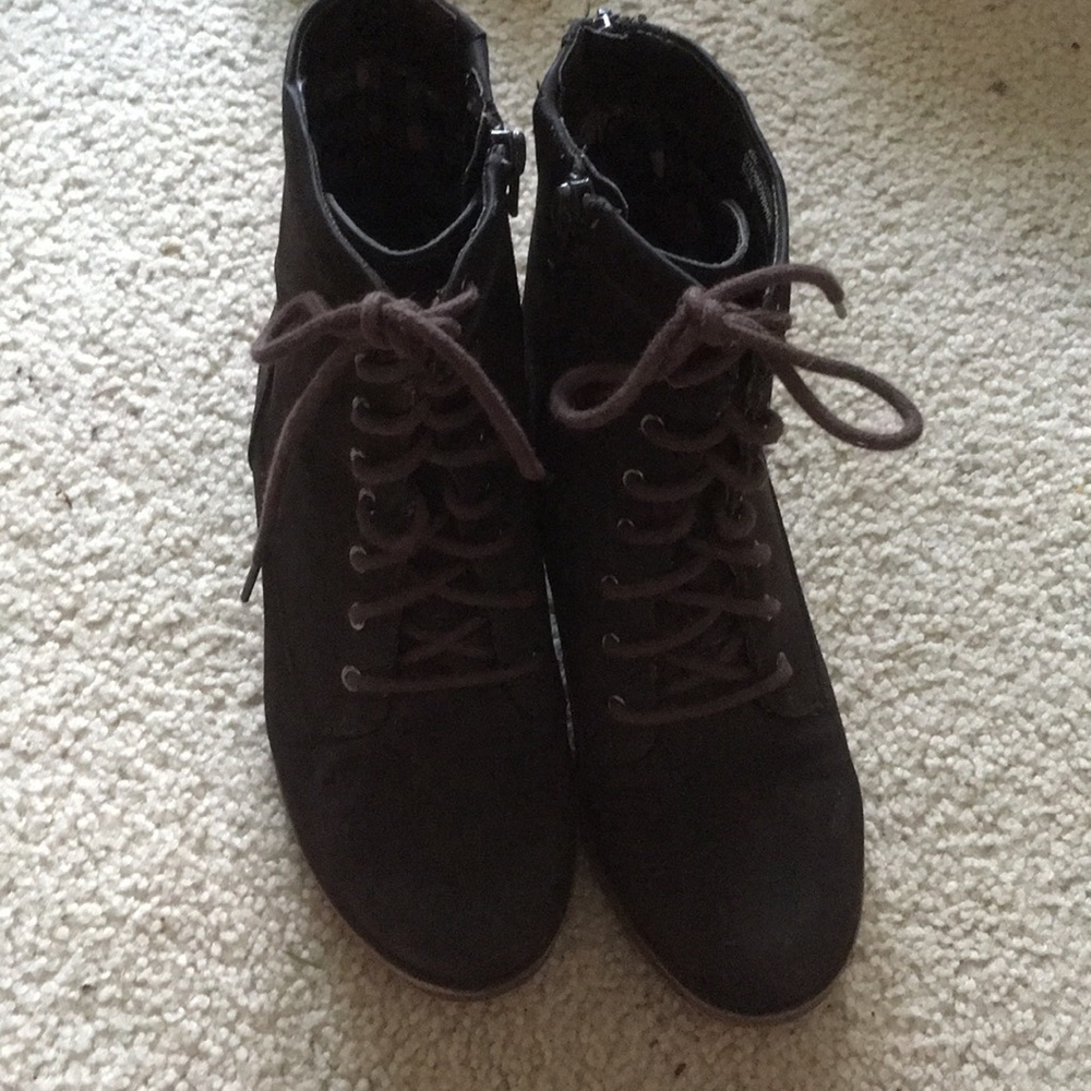 Suede lace up combat boots